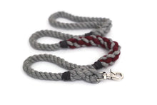 Load image into Gallery viewer, Grey and Burgundy Rope Dog Leash - Kai&#39;s Ruff Wear